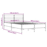 Bed Frame without Mattress Grey Sonoma 135x190 cm Double 3280075