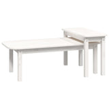 ZNTS 2 Piece Coffee Table Set White Solid Wood Pine 822363