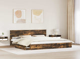 Storage Bed with Drawer Smoked Oak 180 x 200 cm Engineered Wood 3410774