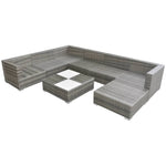 8 Piece Garden Lounge Set with Cushions Poly Rattan Grey 42746