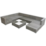 8 Piece Garden Lounge Set with Cushions Poly Rattan Grey 42746