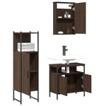 ZNTS 3 Piece Bathroom Furniture Set Brown Oak Engineered Wood 3214819