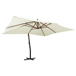 Cantilever Garden Parasol with Wooden Pole 400x300 cm Sand White 318429