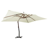 Cantilever Garden Parasol with Wooden Pole 400x300 cm Sand White 318429