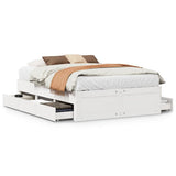 Bed Frame without Mattress with Drawers White 140x190 cm Solid Wood Pine 3308817