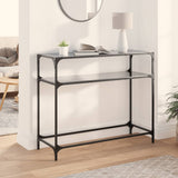 Console Table with Black Glass Top98x35x81 cm Steel 846027