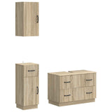 3 Piece Bathroom Cabinet Set HOORN Sonoma Oak Engineered Wood 3417794