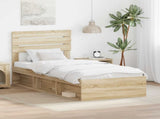 Bed Frame with Headboard Sonoma 100 x 200 cm Solid Pine Wood 3411449