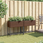 ZNTS Garden Planters with Shelf 2 pcs Brown 70x28x70 cm Poly Rattan 3210511