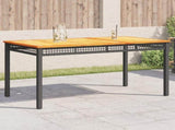 Garden Table Black 140x80x75 cm Poly Rattan Acacia Wood 366276