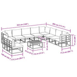 Garden Sofa Set with Cushion 11 pcs Black Aluminium 3378879