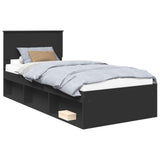 Bed Frame with Headboard Black 90 x 190 cm Solid Pine Wood 3410655