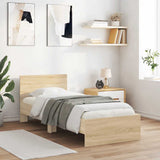 Bed Frame without Mattress with Headboard Sonoma Oak 75x190 cm Small Single 838661