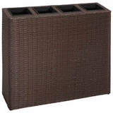 Garden Raised Bed with 4 Pots Poly Rattan Brown 41085