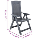 Garden Chair Set of 2 Anthracite Plastic Standard Foldable 48761