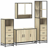 ZNTS 4 Piece Bathroom Furniture Set Sonoma Oak Engineered Wood 3301281