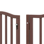 Dog Gate with Door Foldable 9 Panels Brown 450 cm Poplar Wood 3155606