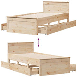 Bed Frame without Mattress with Headboard 90x190 cm Single Solid Wood Pine 3308786