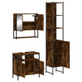 3 Piece Bathroom Furniture Set Smoked Oak Engineered Wood 3214677