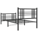 Metal Bed Frame without Mattress with Footboard Black 100x190cm 376336