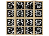 Room Divider 4 Panels Brown and Black Solid Wood Paulownia 358802