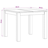 Dining Table 90 x 90 x 75 cm Solid Oak Wood Natural Square 42039176