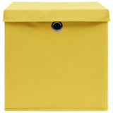 Storage Boxes with Lids 10 pcs Yellow 32x32x32 cm Fabric 288368