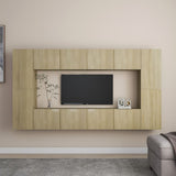 ZNTS 8 Piece TV Cabinet Set Sonoma Oak Engineered Wood 3078984