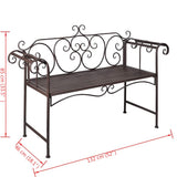 Garden Bench 132 cm Steel Antique Brown 40716