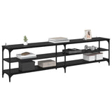 TV Cabinet Black Oak 200 x 30 x 50 cm Engineered Wood and Iron 881293