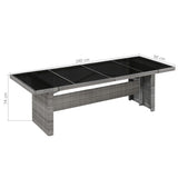 Garden Table 240x90x74 cm Poly Rattan and Glass 43941