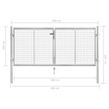 ZNTS Garden Gate Galvanised Steel 306x150 cm Silver 144762