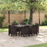 Garden Dining Set 7 pcs Brown Polt rattan 3378560