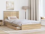 Storage Bed with Drawer Sonoma Oak 90 x 190 cm Engineered Wood 3411252