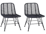 Dining Chair 2 pcs Rattan and Iron Black 44.5 x 54.5 x 85 cm 42011551