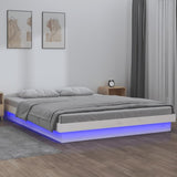 LED Bed Frame without Mattress White 140x190 cm Solid Wood 820018