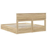 Storage Bed with Drawer Sonoma Oak 200 x 200 cm Engineered Wood 3409889