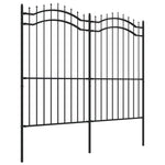 ZNTS Garden Fence with Spear Top Black 222 cm Powder-coated Steel 151083