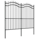 ZNTS Garden Fence with Spear Top Black 222 cm Powder-coated Steel 151083