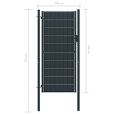 ZNTS Fence Gate PVC and Steel 100x204 cm Anthracite 145236