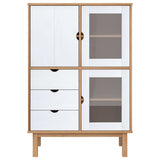 Highboard OTTA Brown and White 85x43x125 cm Solid Wood Pine 351308