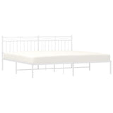 Metal Bed Frame without Mattress with Headboard White 193x203cm 373746