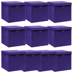 ZNTS Storage Boxes with Lids 10 pcs Purple 32x32x32 cm Fabric 288356