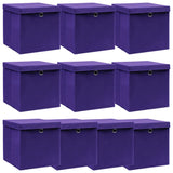 ZNTS Storage Boxes with Lids 10 pcs Purple 32x32x32 cm Fabric 288356