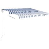 Manual Retractable Awning with LED 3x2.5 m Blue and White 3069901