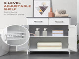 Freestanding Bathroom Cabinet, Storage Cupboard with 2 Drawers, Double Doors, Adjustable Shelf, T3398P330468