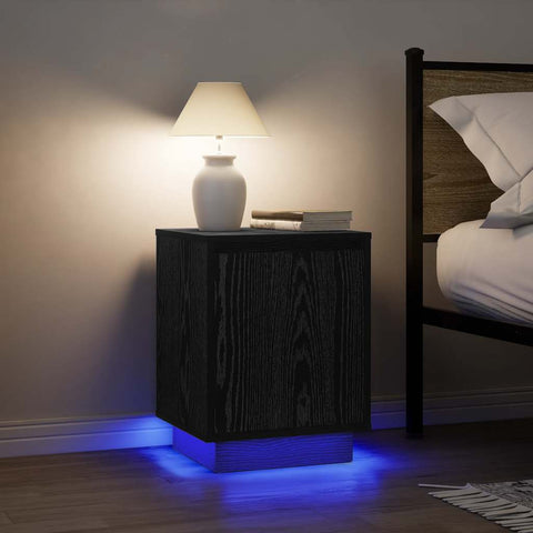 ZNTS Bedside Cabinets with LED Lights 2 pcs Black 38x34x50 cm 861268