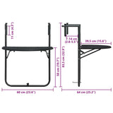 Hanging Balcony Table Black 60x64x83.5 cm Plastic Rattan Look 47894