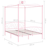 Canopy Bed Frame without Mattress Pink Metal 180x200 cm Super King 284491