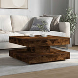 Coffee Table 360-Degree Rotatable Smoked Oak 70x70x34.5 cm 858483